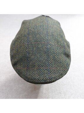 Mucros Hat XL Green Blue Newsboy Cap Wool Herringbone Tweed Ireland NEW